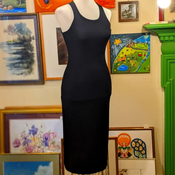 Splendid | Dresses | Splendid Ribbed Black Racerback Midi Dress In Sz M |  Poshmark